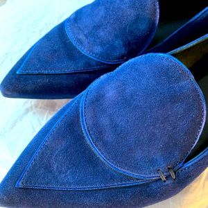 M.Gemí “Stellato Anello” blue suede leather flats